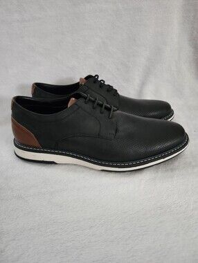 Steve Madden Men's Size 11 Gael Black Brown Perforated Derby Dress Shoes  NWOB